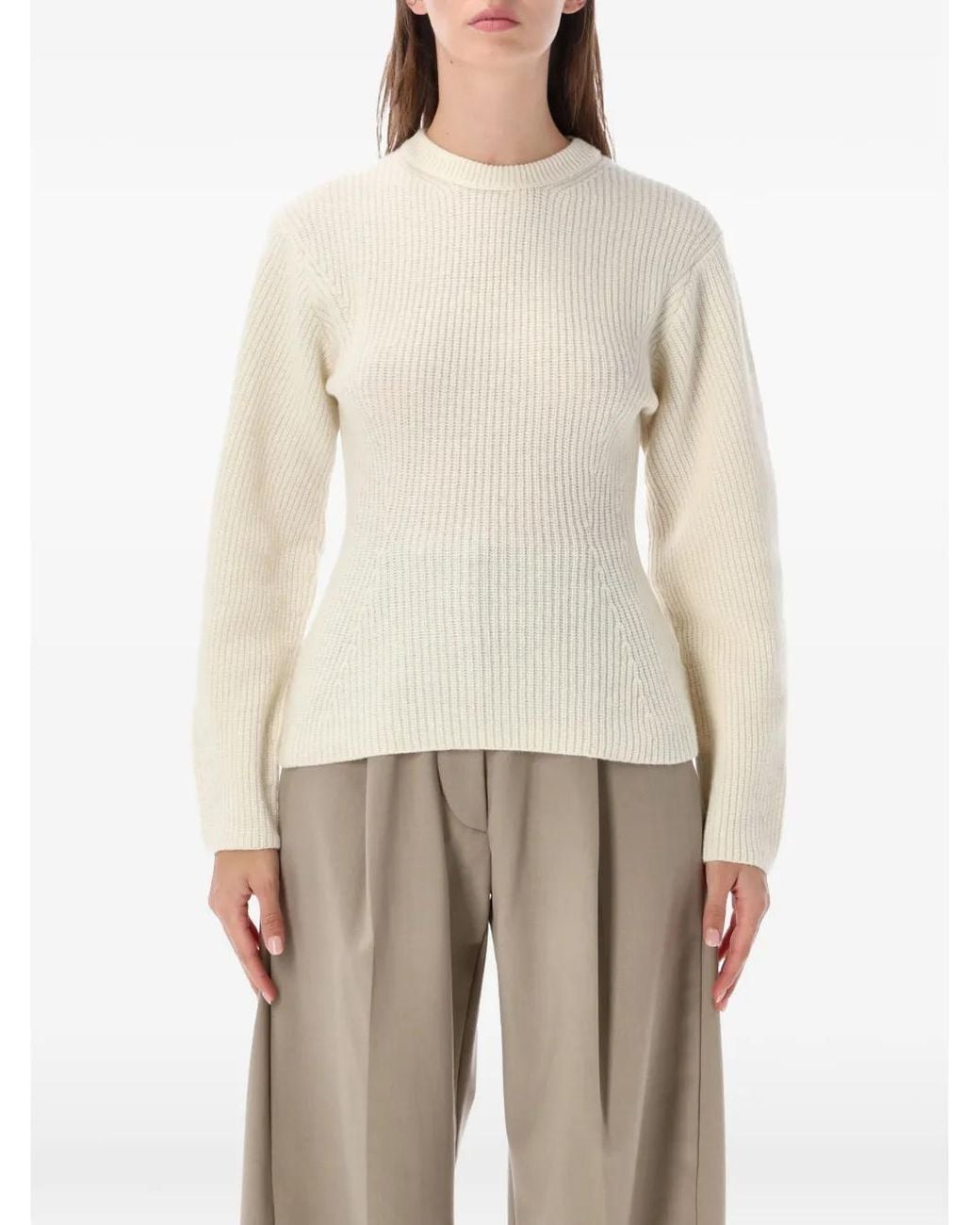 Thelatest Natural Ribbed-Knit Sweater