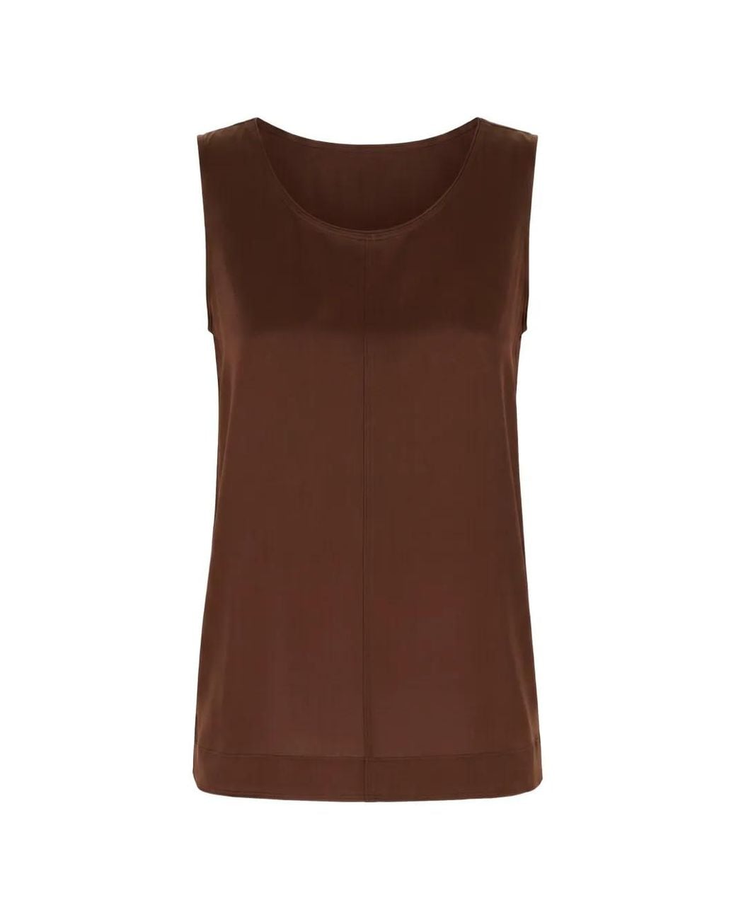Panicale Brown Tonal-Stitch Sleeveless Top