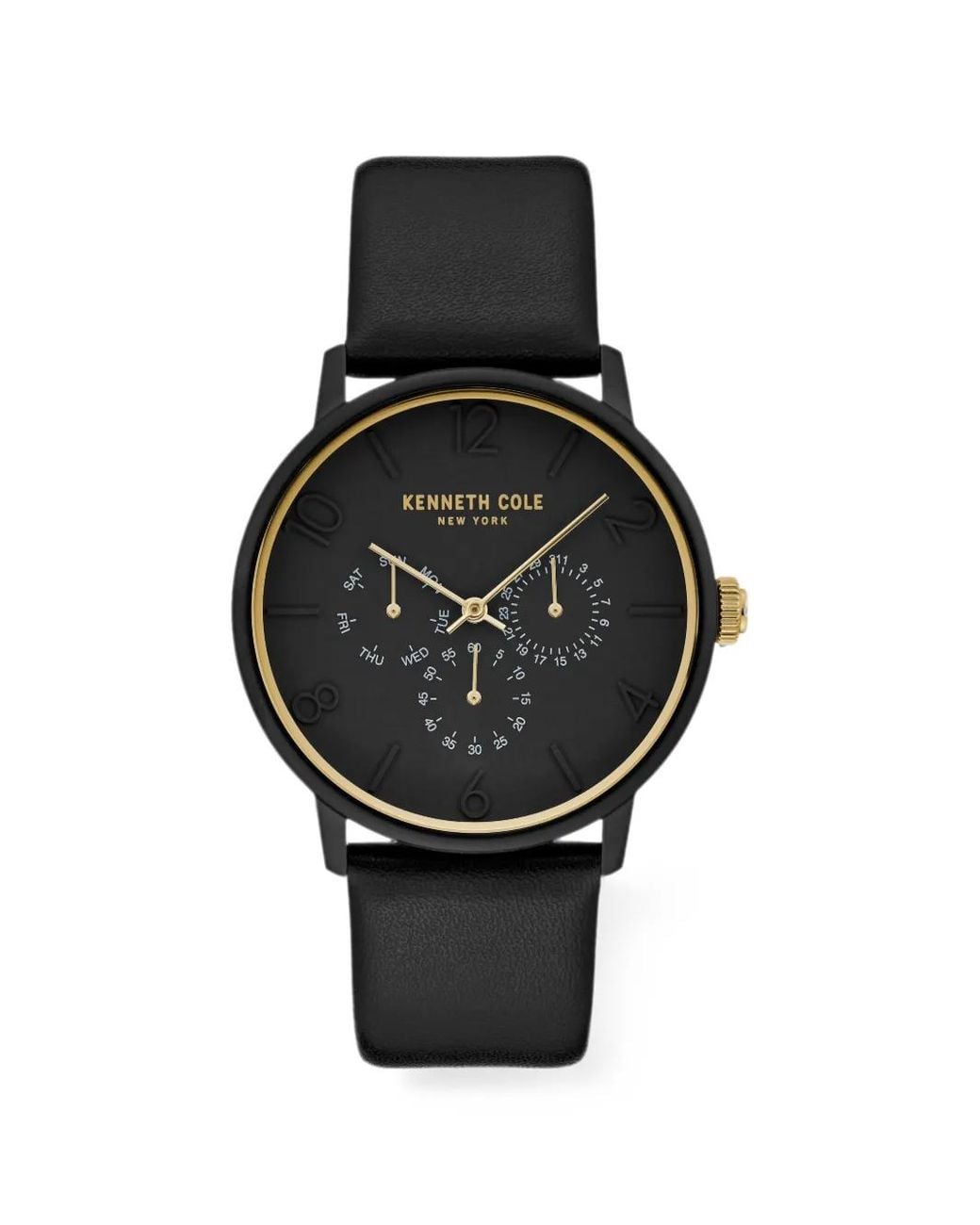 Kenneth Cole Black Montre Sub-Dial Mm En Cuir for men