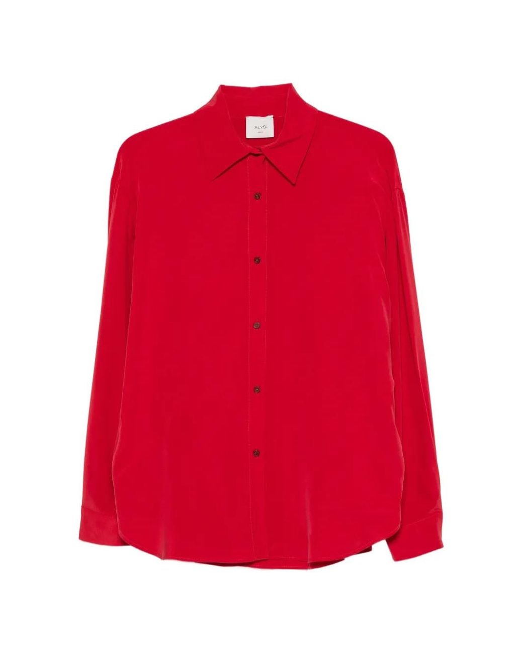 Alysi Red Button-Down Silk Shirt