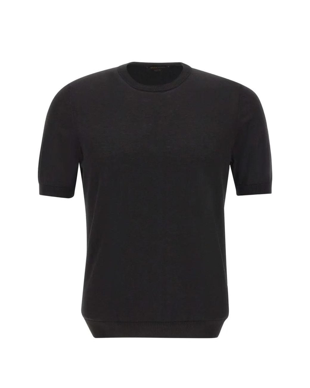 Gran Sasso Black Crew-Neck Short-Sleeve T-Shirt for men