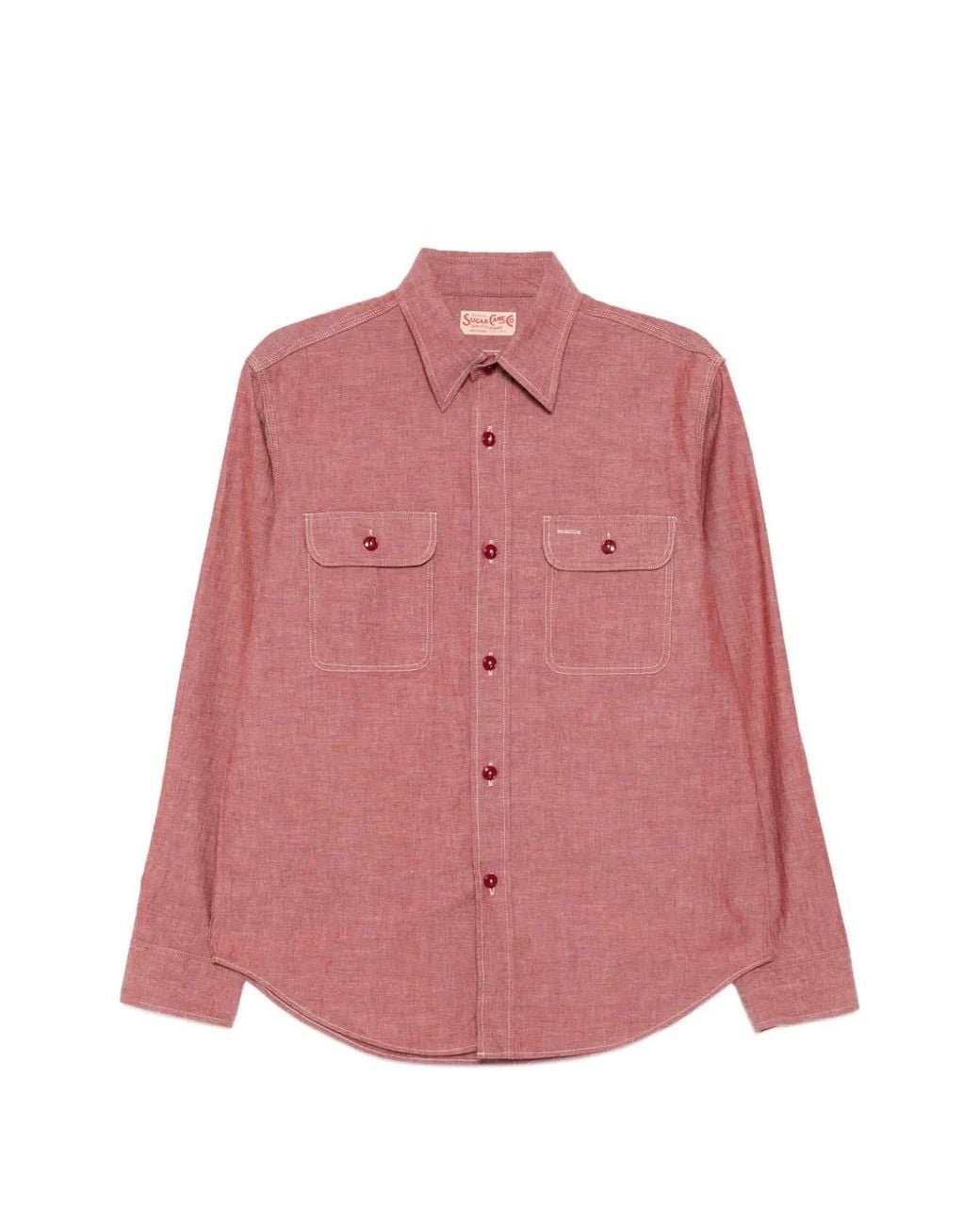 Sugar Cane Jeans Chambray Overhemd in het Pink voor heren
