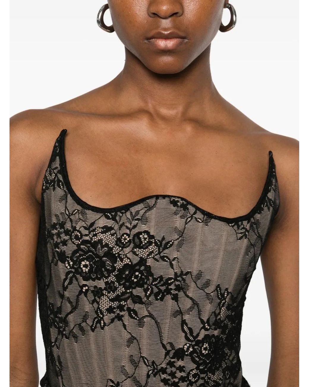 GIUSEPPE DI MORABITO Black Lace Asymmetric Dress