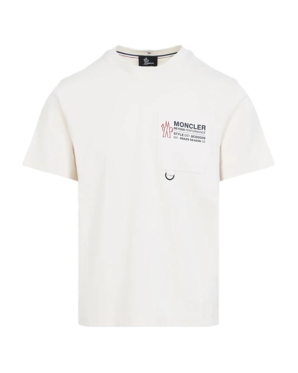 Moncler White Cotton T-Shirt With Embossed Logo Grenoble Clothing for men