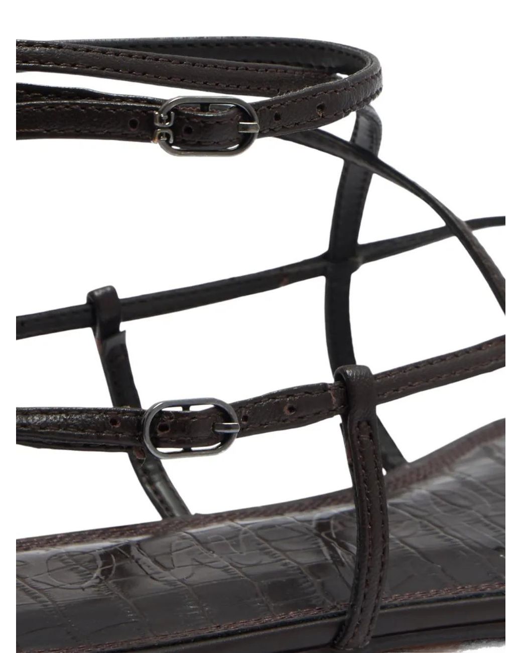Sam Edelman White Croc-Effect Strappy Sandals
