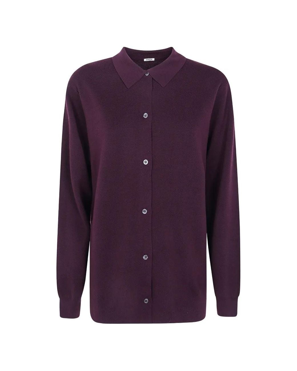 Aspesi Purple Button-Up Wool Cardigan