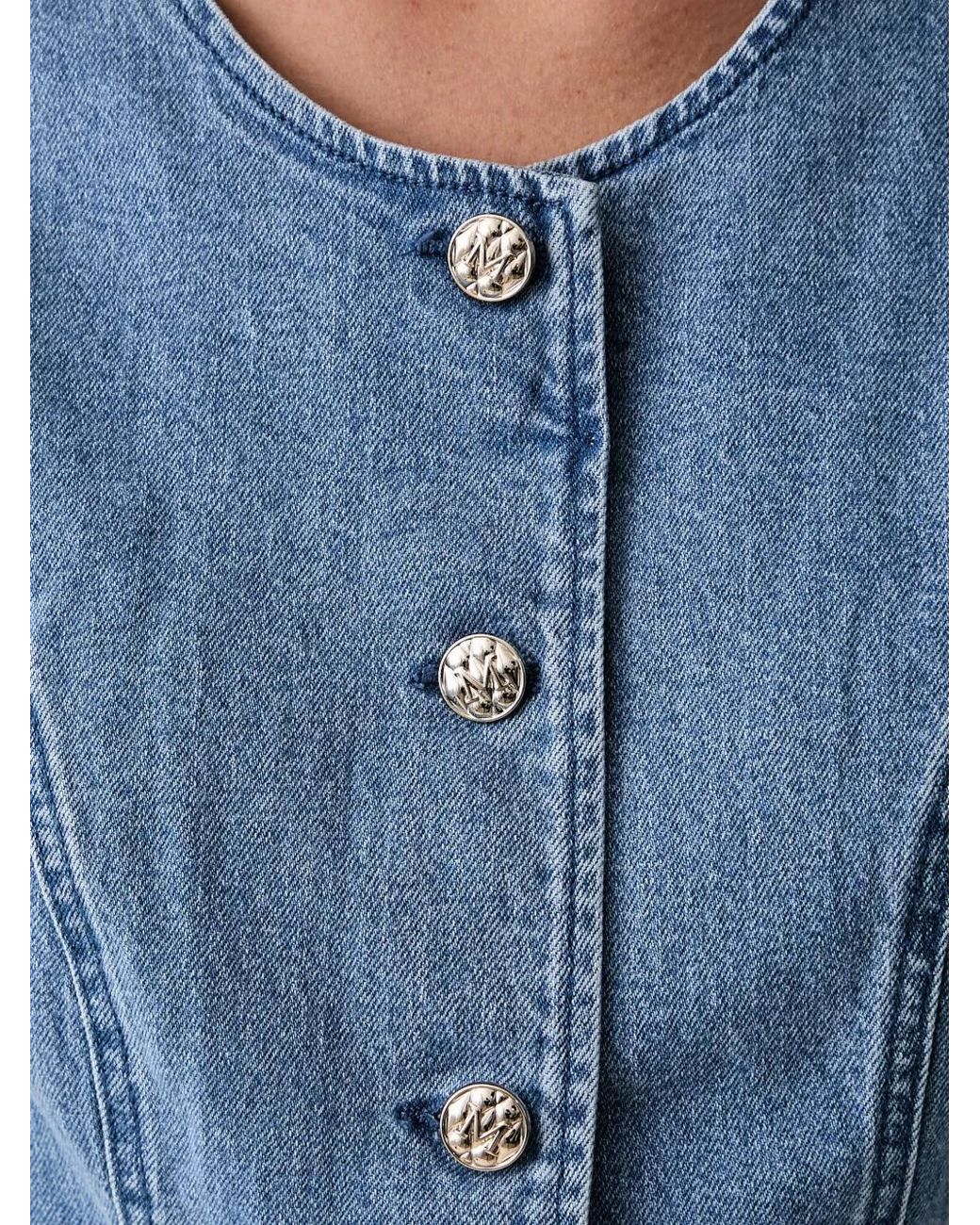 Morgan Blue Button-Up Denim Top