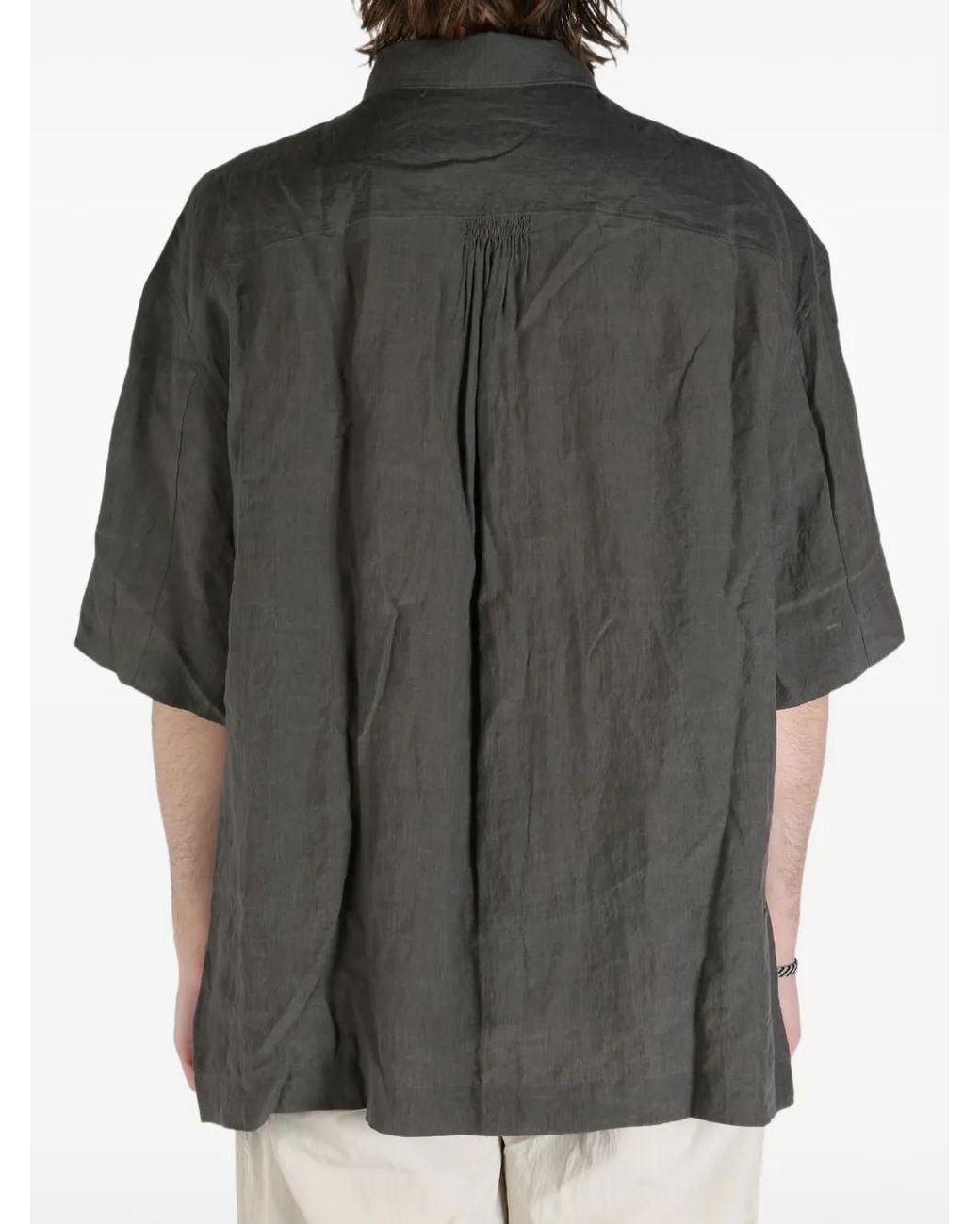Ziggy Chen Gray Short-Sleeve Utility Shirt for men