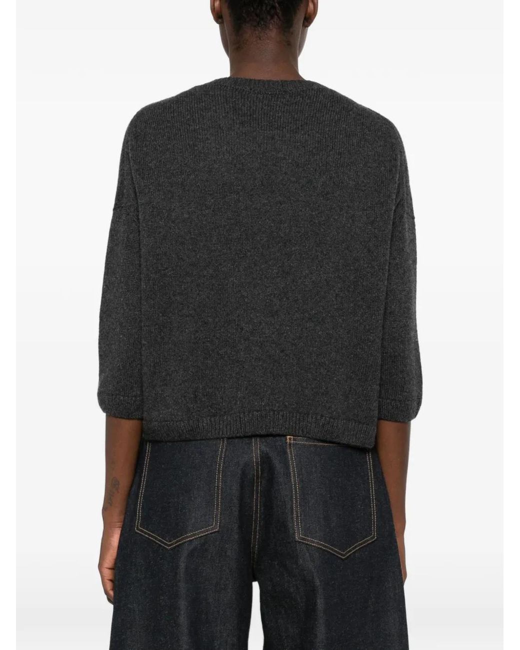Liviana Conti Black Crystal-Embellished Knitted Sweater