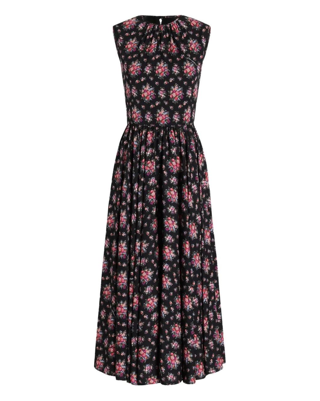Dolce & Gabbana Black Floral Midi Dress