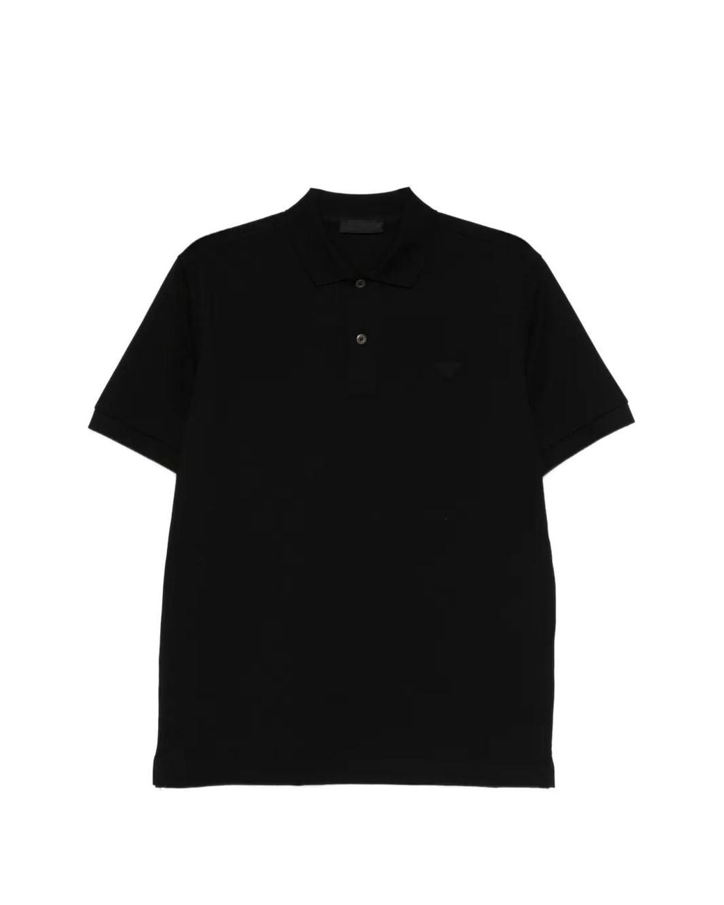 Prada Black Classic-Collar Polo Shirt for men