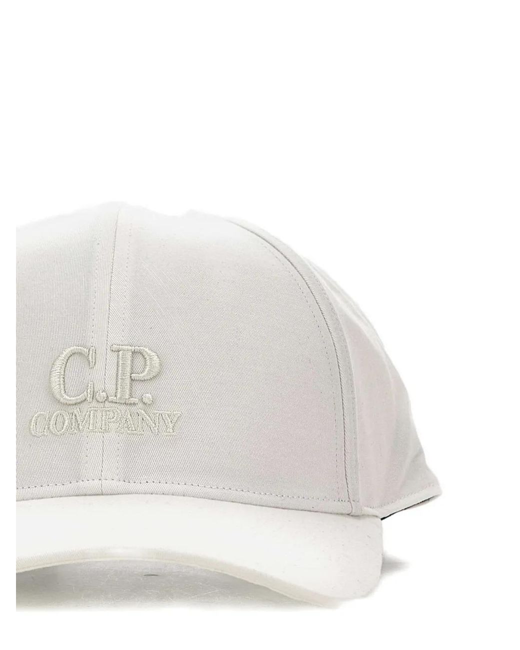 C P Company White Gabardine Logo Cap for men