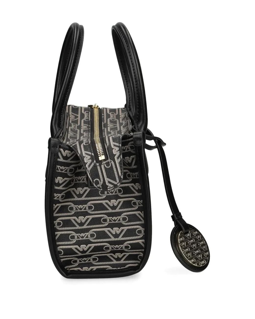 Emporio Armani Black Monogram-Patterned Mini Bag