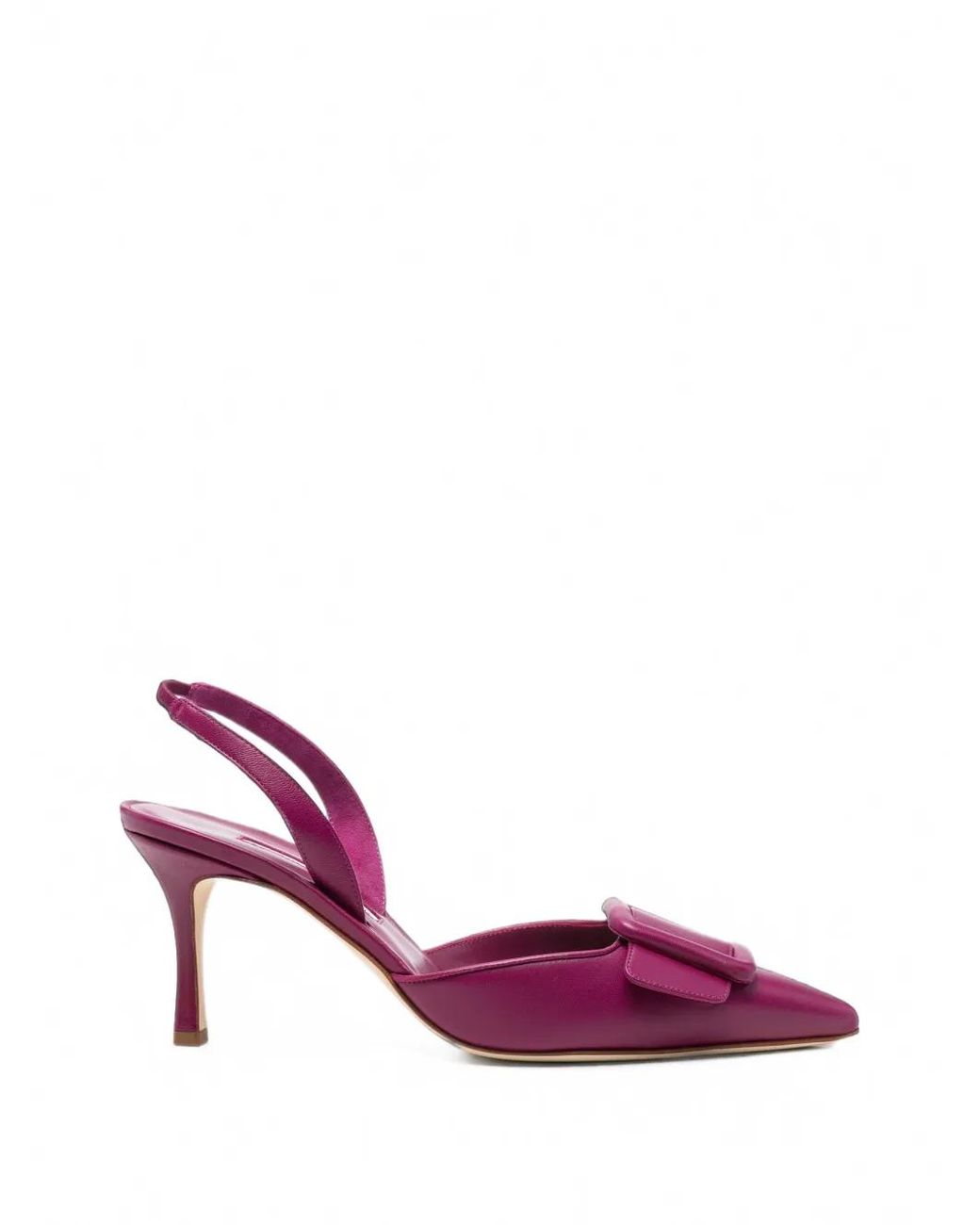 Manolo Blahnik Pink Maysli Buckle-Detail Slingback Pumps