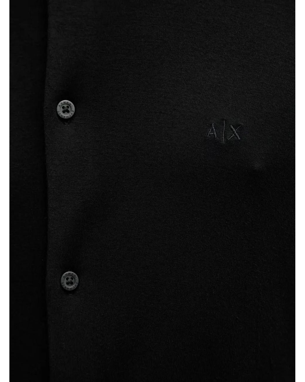 ARMANI EXCHANGE Black Logo-Embroidered Long-Sleeve Shirt for men