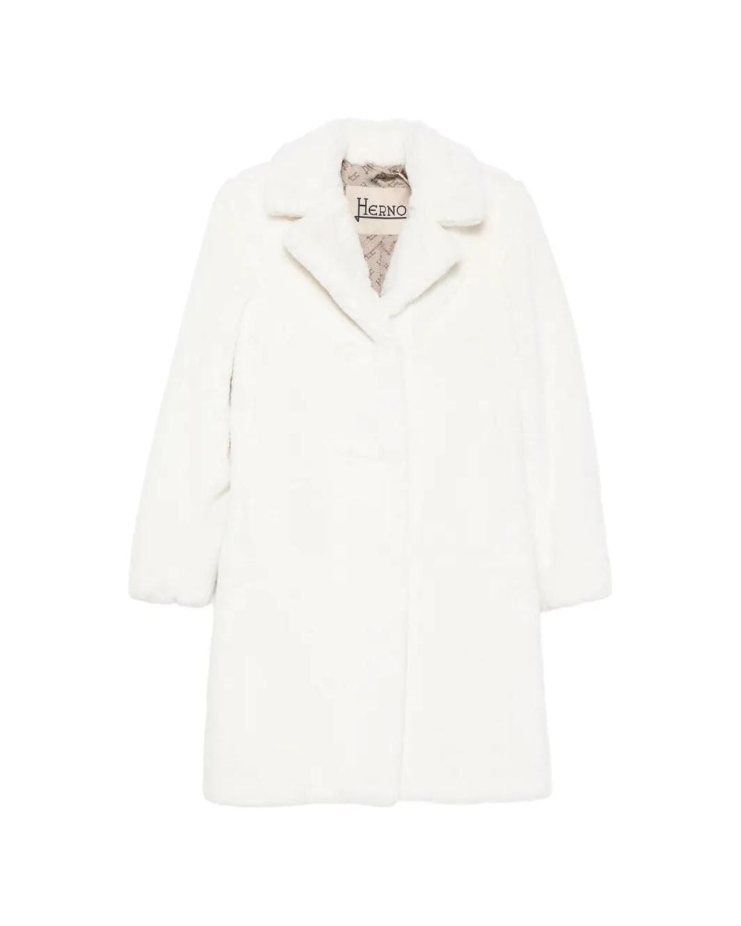 Herno White Faux-Fur Belted Coat