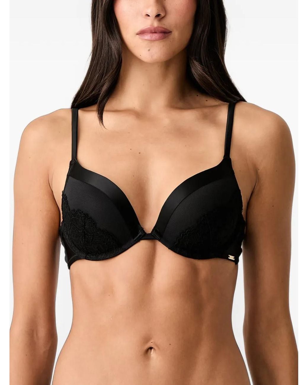 Guess Black Jennifer Lace-Trim Push-Up Bra