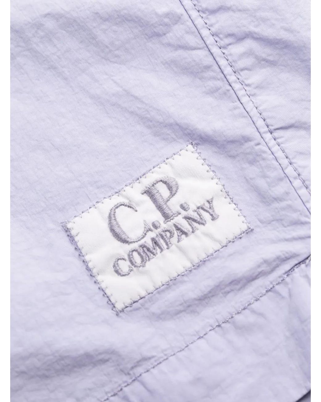 C P Company Blue Logo-Patch Elasticated-Waist Shorts for men