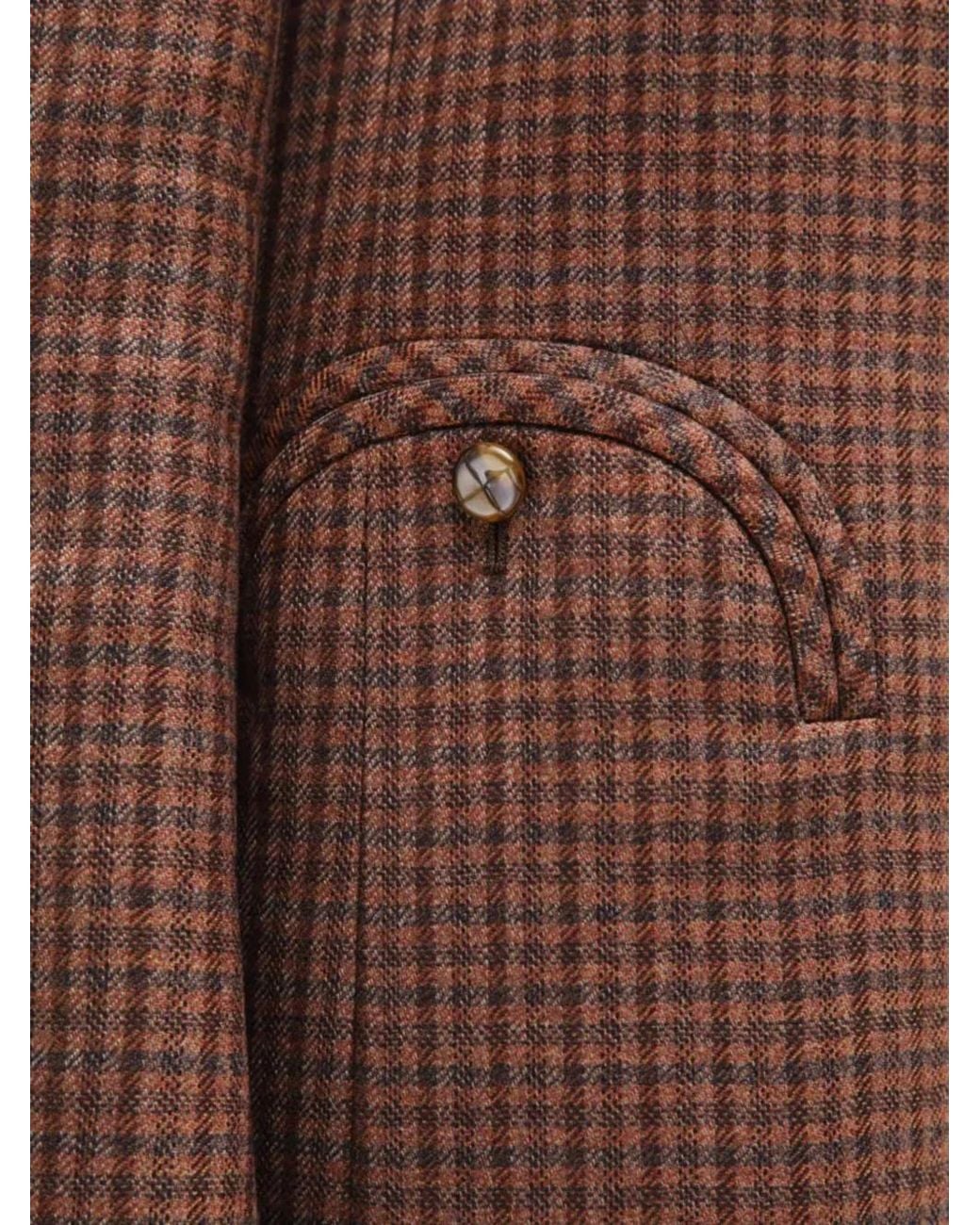 Blazé Milano Brown Check-Pattern Double-Breasted Jacket