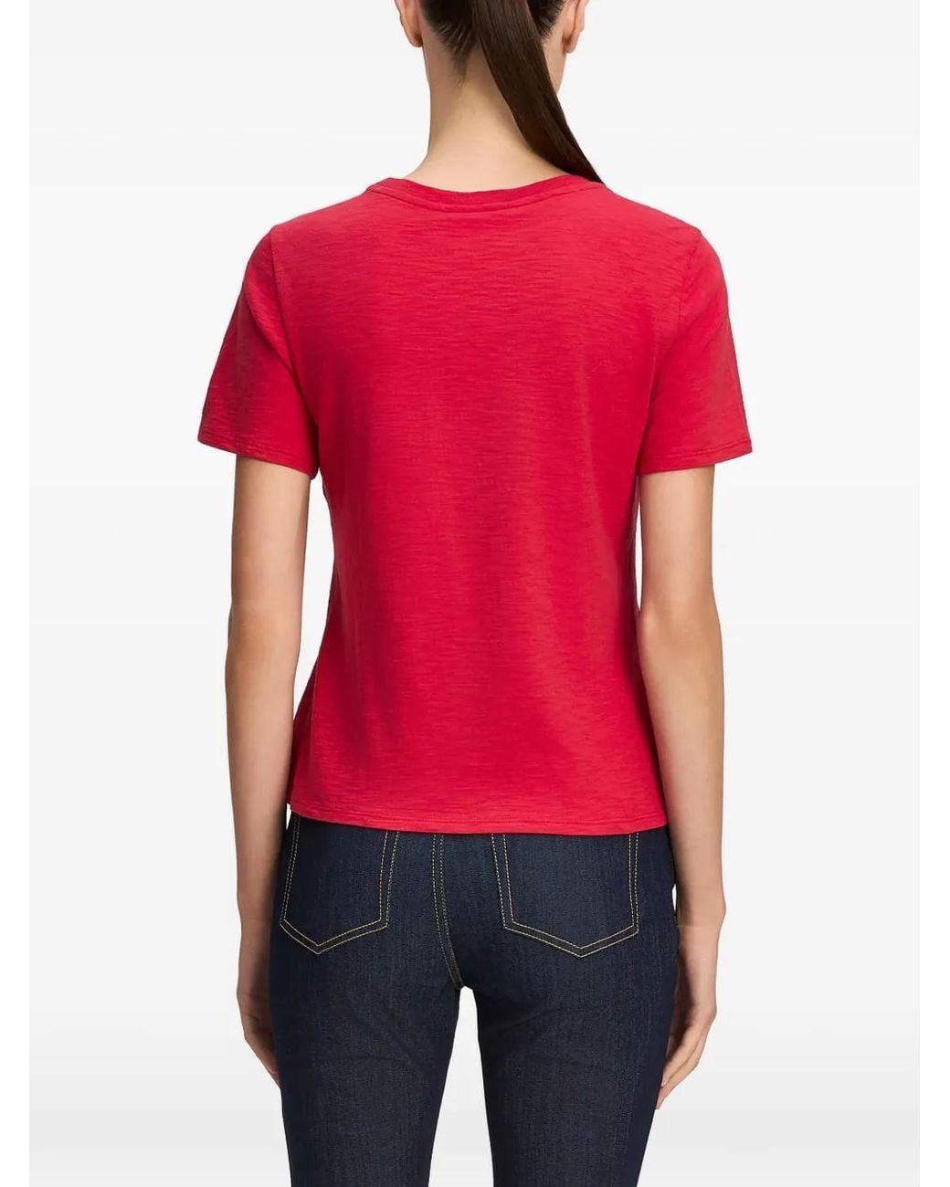 Cinq À Sept Red Crystal-Embellished Smiley T-Shirt