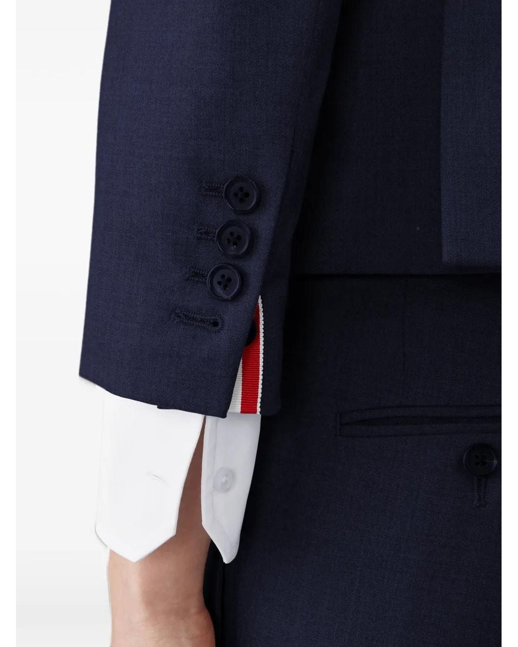 Abrigo Super 120's De Sarga Thom Browne de color Blue