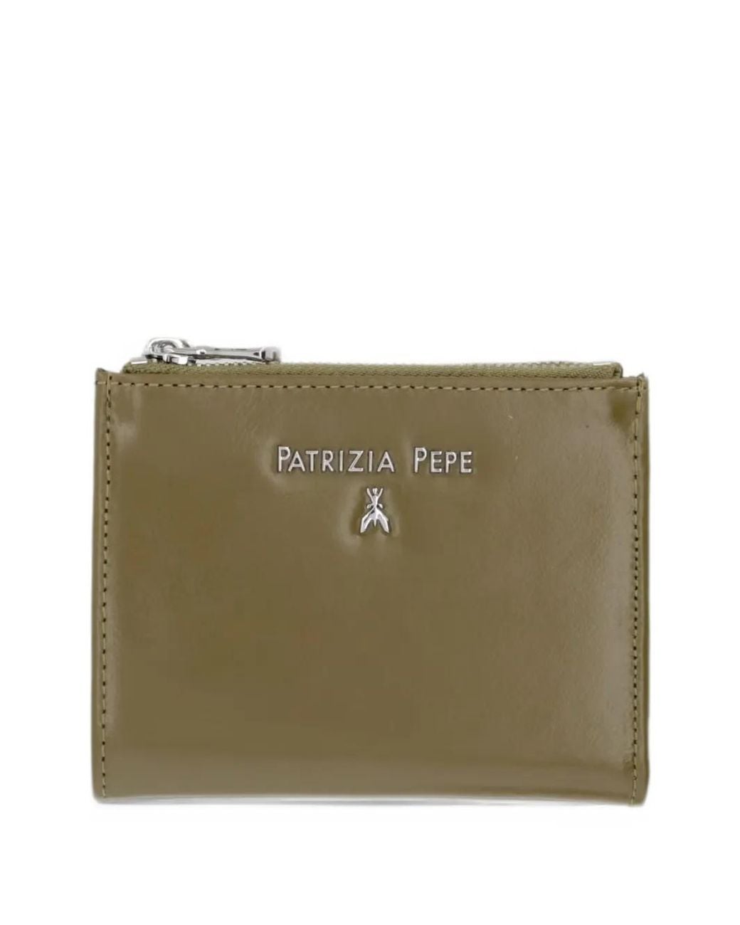 Patrizia Pepe Green Logo-Plaque Leather Wallet