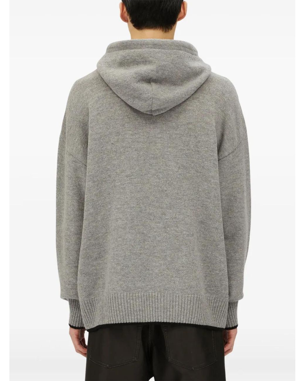 MSGM Gray Logo-Embroidered Hoodie for men