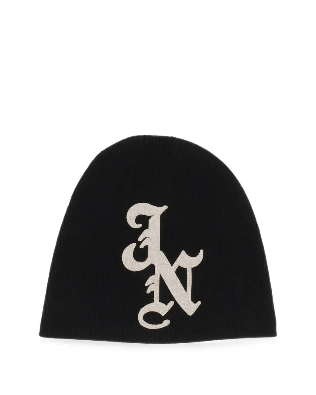 JUN/NAKAYAMA Black Logo-Patch Ribbed Beanie Hat for men