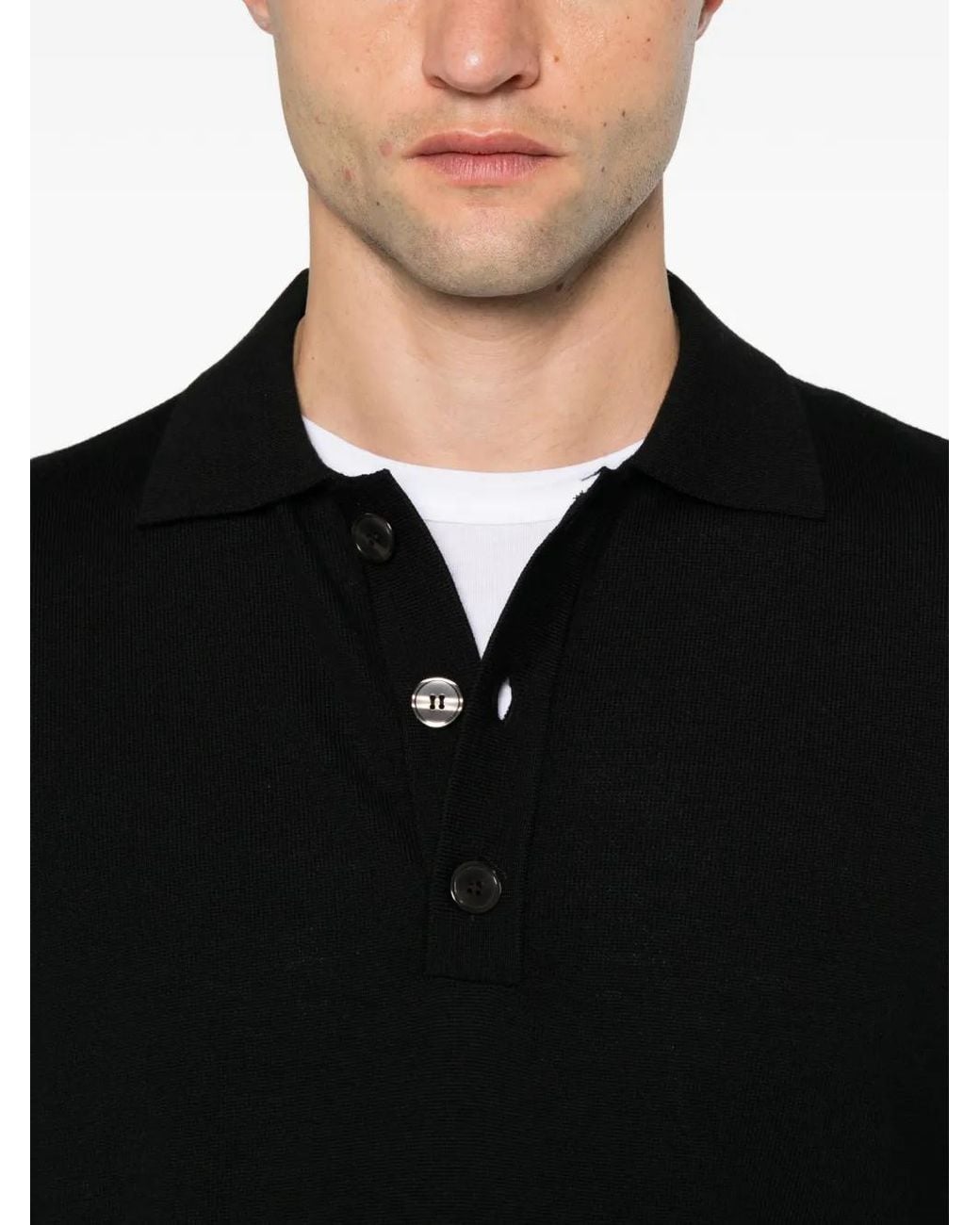 ÉPHÉMÈRE Black Long-Sleeve Polo Shirt for men