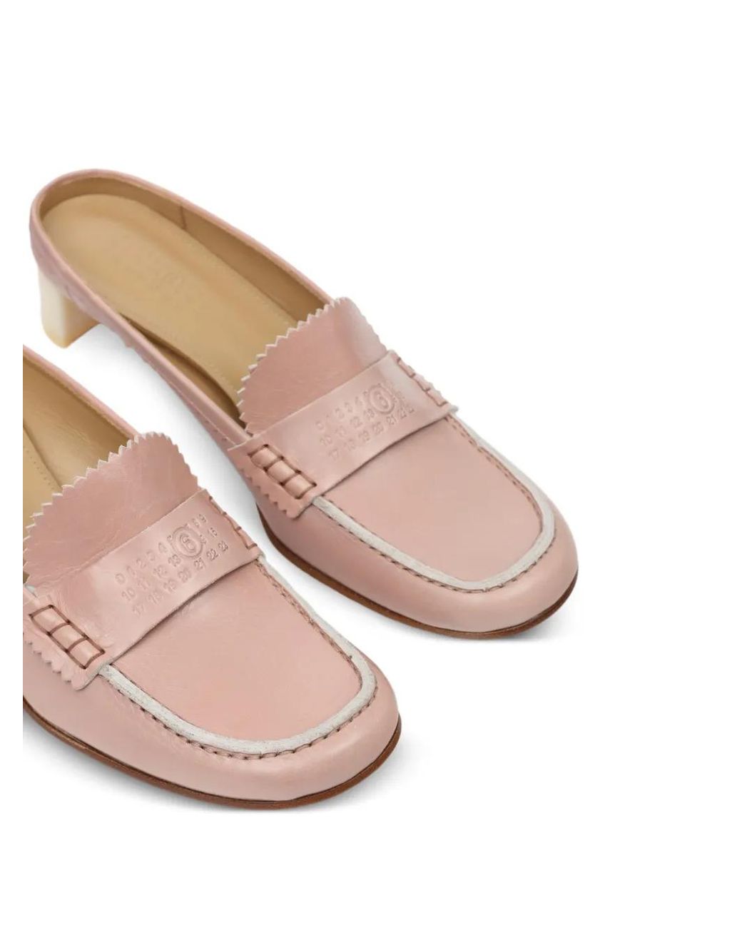 MM6 by Maison Margiela Pink Penny-Strap Leather Mules