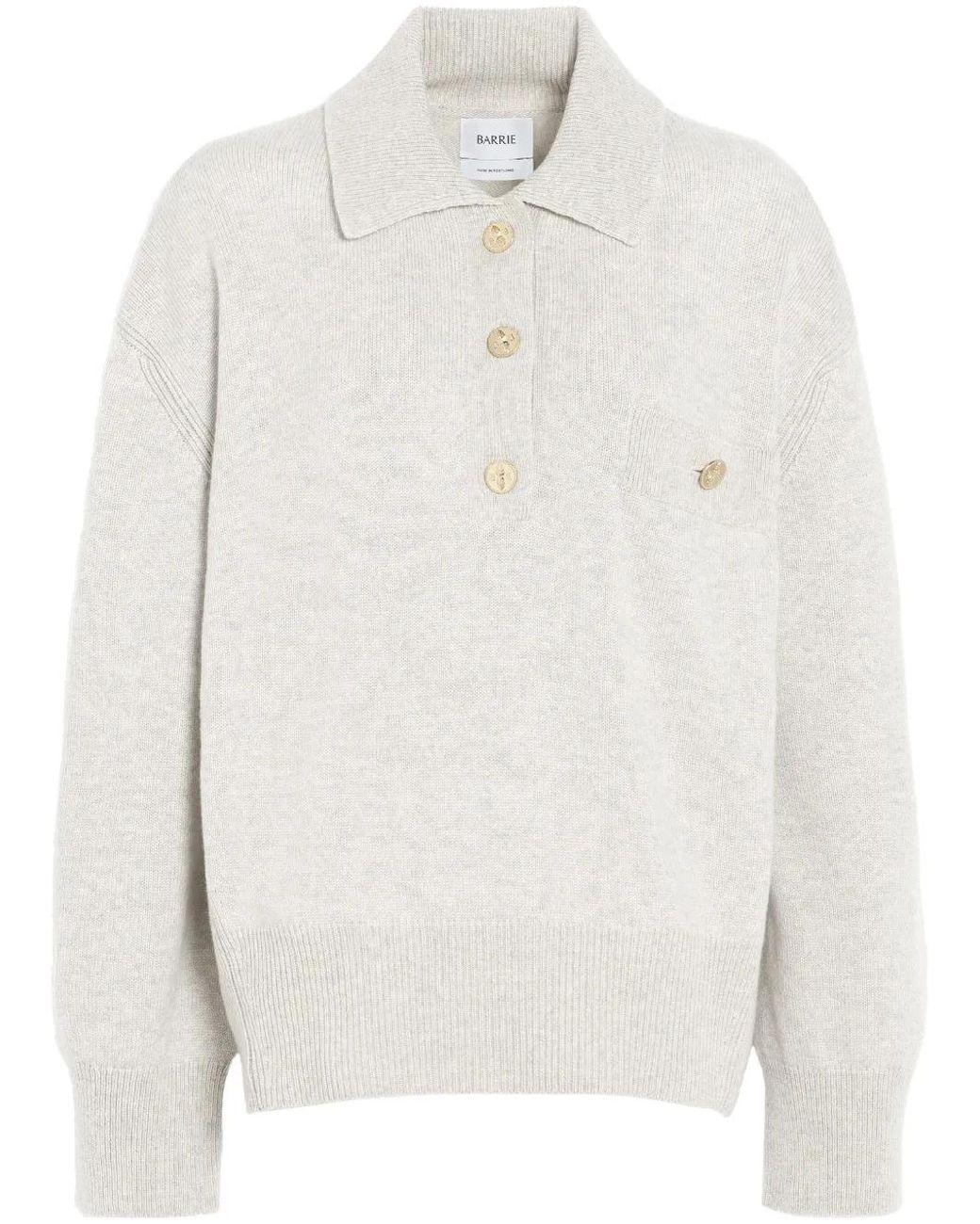 Barrie White Cashmere Polo Sweater