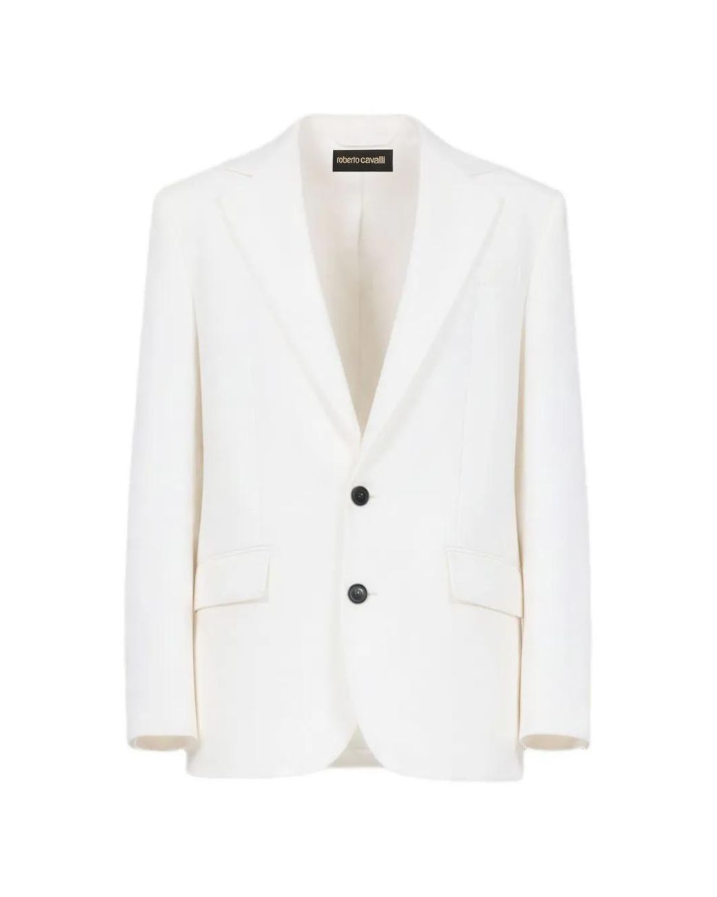 Roberto Cavalli White Single-Breasted Peaked-Lapel Blazer for men