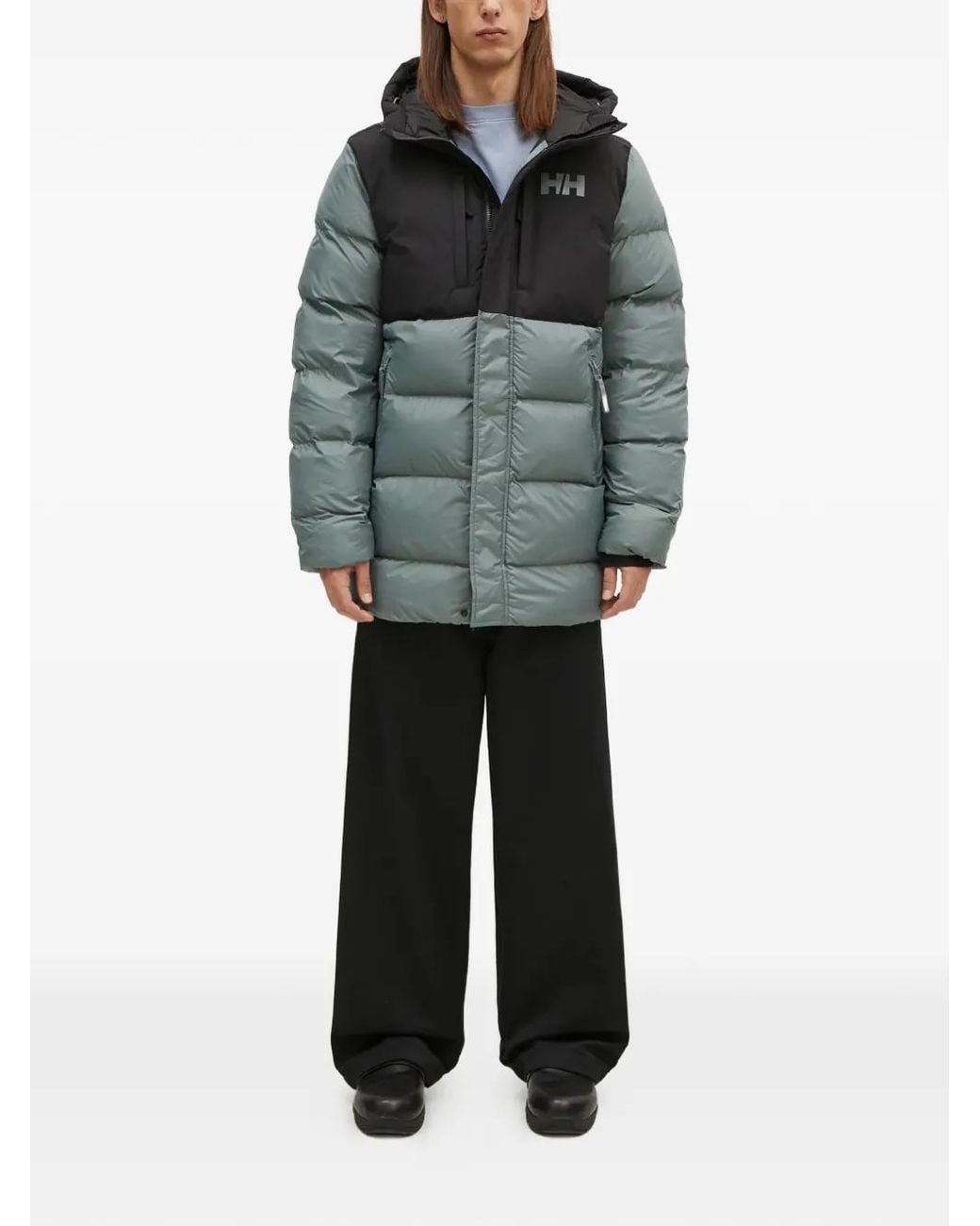 Helly Hansen Gray Hooded Logo Padded Jacket for men