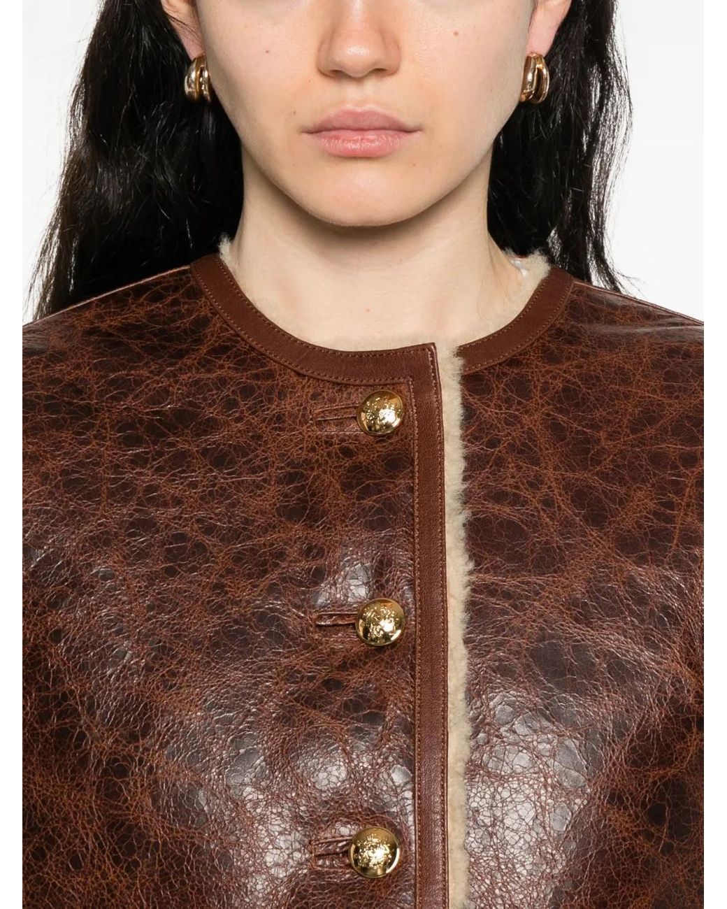 Nili Lotan Brown Zanie Button Leather Jacket