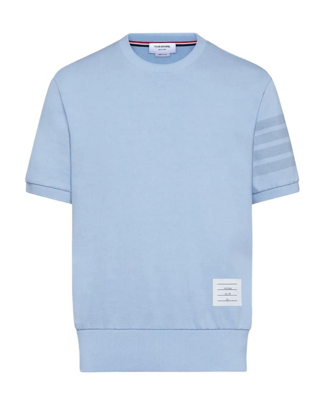 Thom Browne Blue T-Shirt With 4-Stripe Detail for men