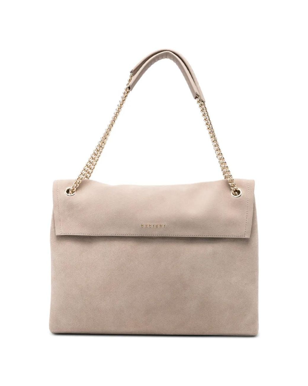 Orciani Natural Suede Chain-Link Shoulder Bag
