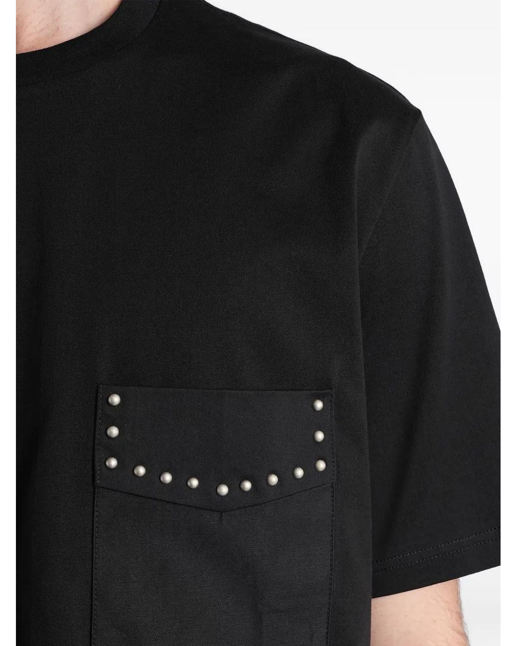 State of Order Black Stud-Embellished Pocket T-Shirt for men