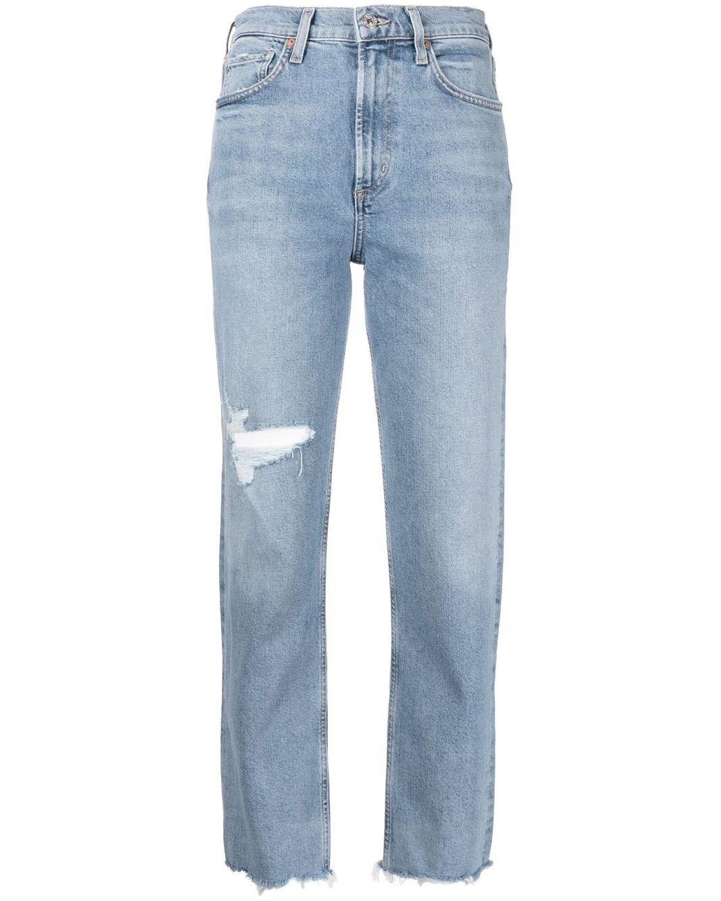 Citizens of Humanity Denim Daphne Ripped Cropped Jeans in Blue | Lyst