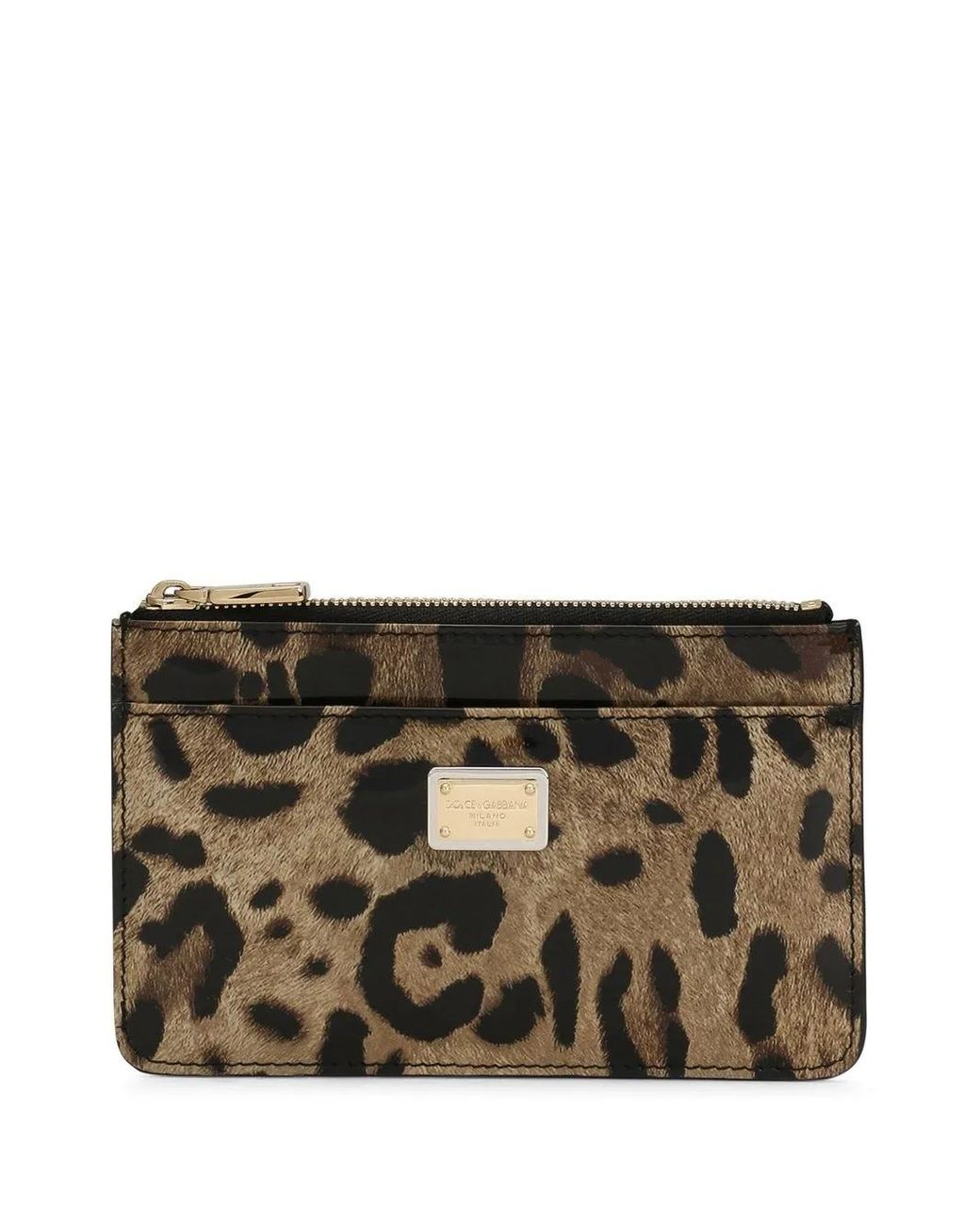 Dolce & Gabbana Brown Animal Print Card Holder
