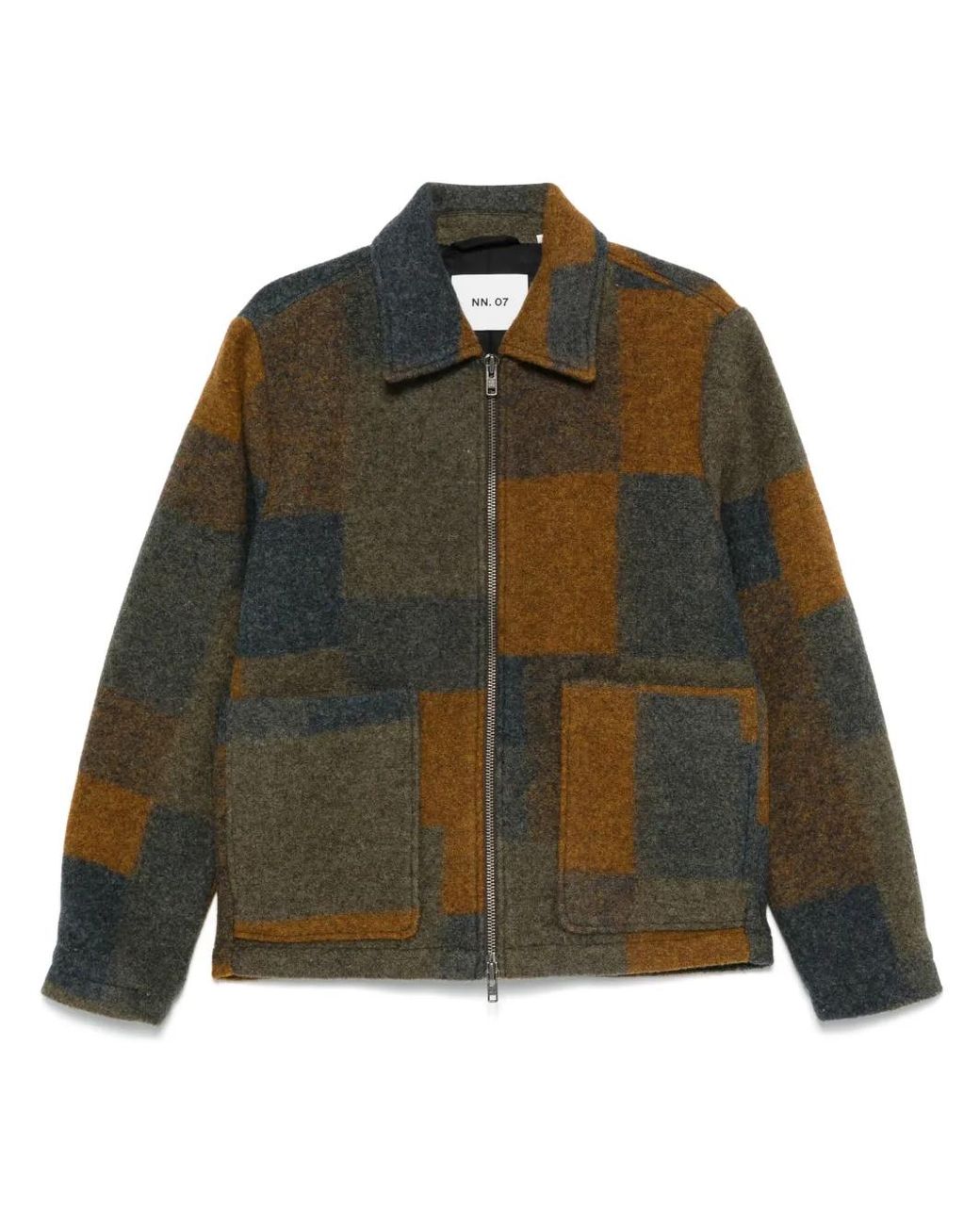 NN07 Green Wool-Blend Geometric Print Bomber Jacket for men