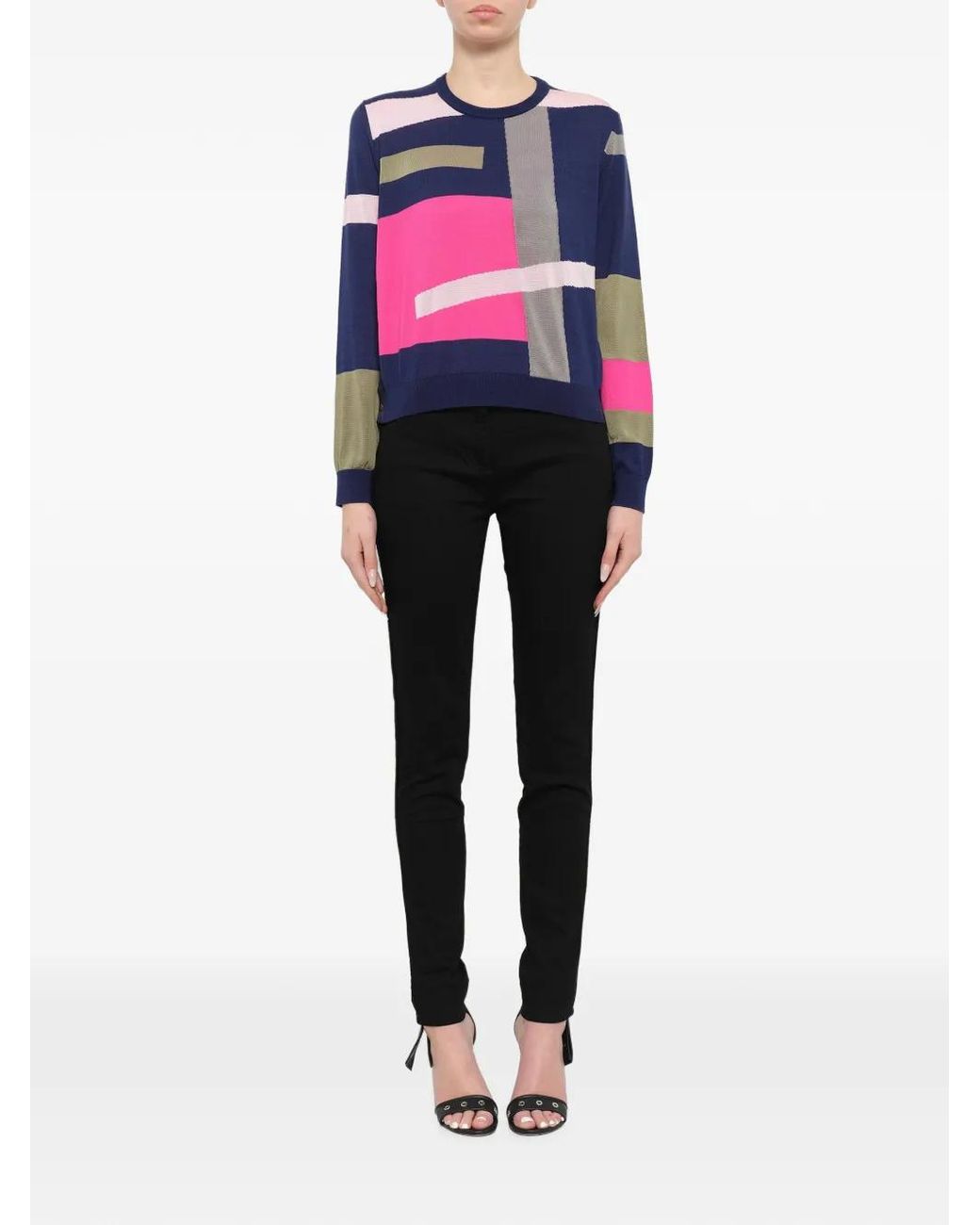 KENZO Pink Geometric-Pattern Long-Sleeve Sweater