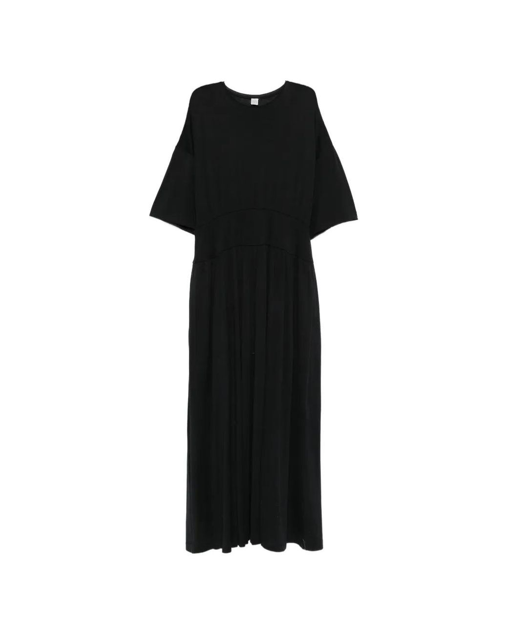 Totême Black Cotton Silk T-Shirt Dress