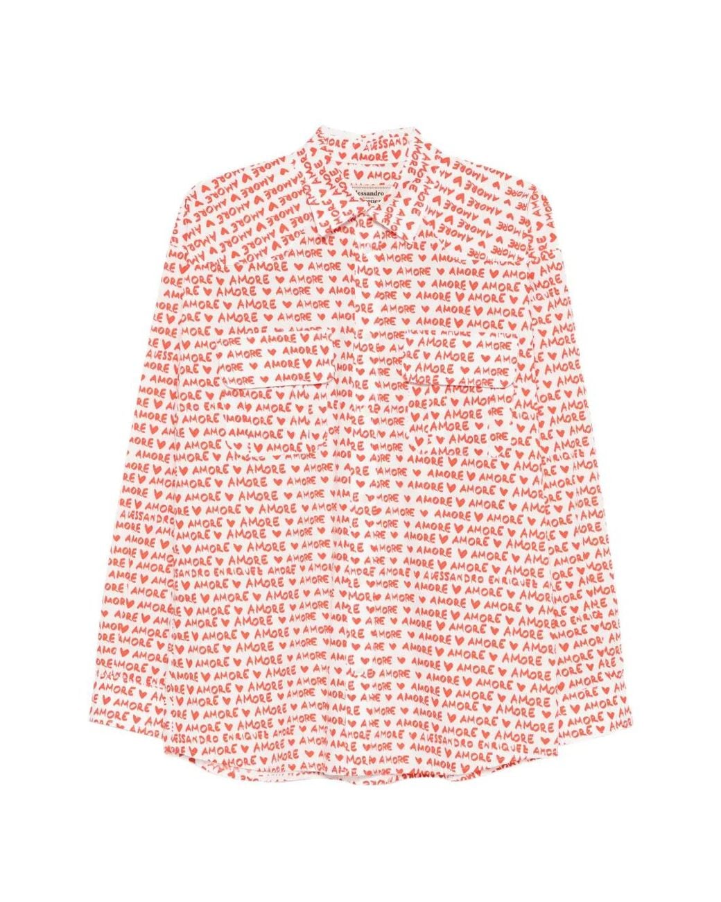ALESSANDRO ENRIQUEZ Pink Amore-Pattern Shirt