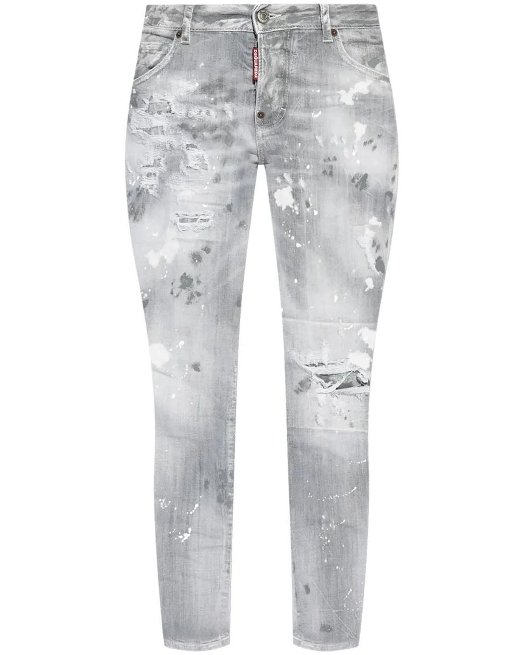 DSquared² Gray Logo-Patch Cotton-Blend Jeans