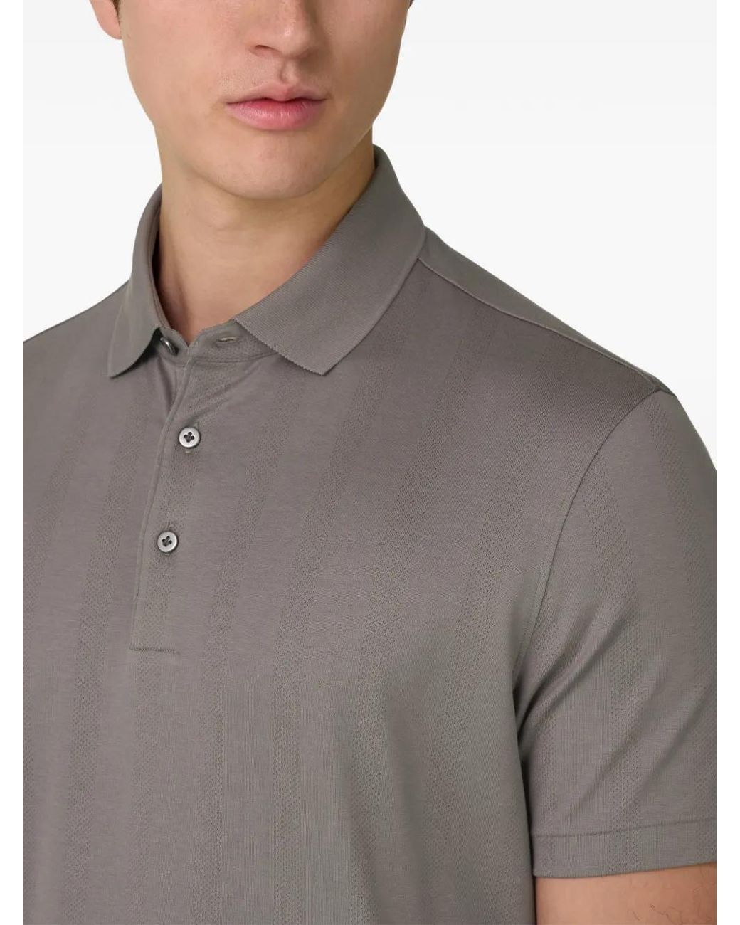 Boggi Gray Jersey Polo Shirt With -Cafè Yarn for men