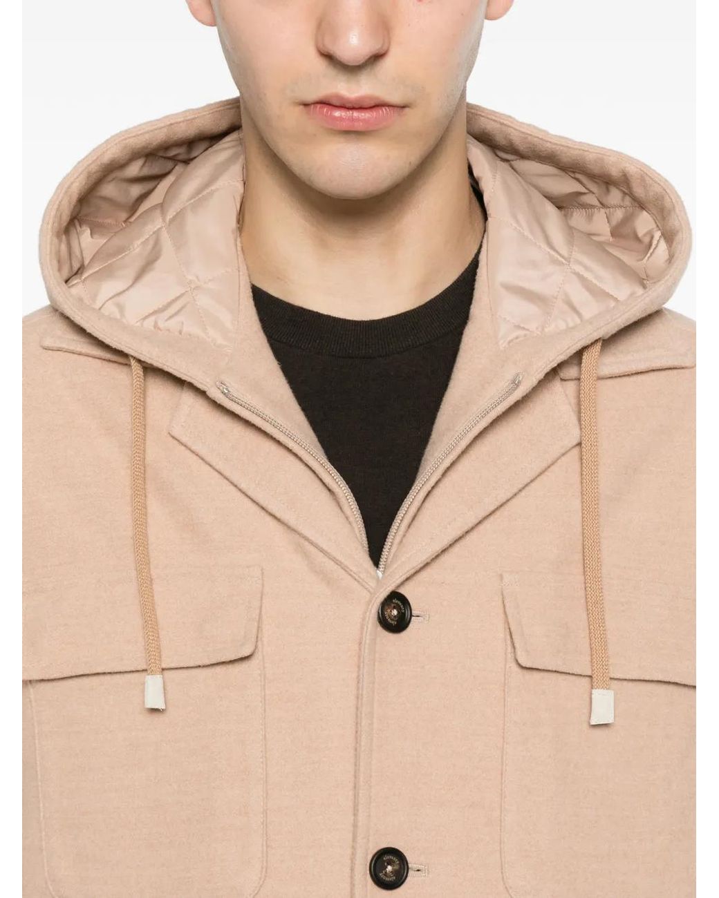 Chaqueta Con Botones Y Capucha Eleventy de hombre de color Natural