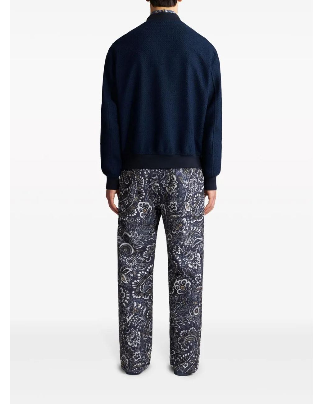 Etro Blue Textured Cotton Bomber Jacket for men