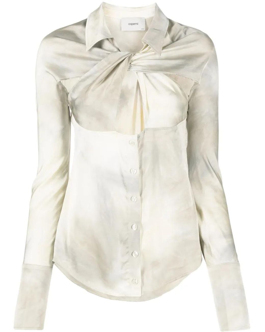 Coperni White Gradient-Effect Twist-Detail Shirt