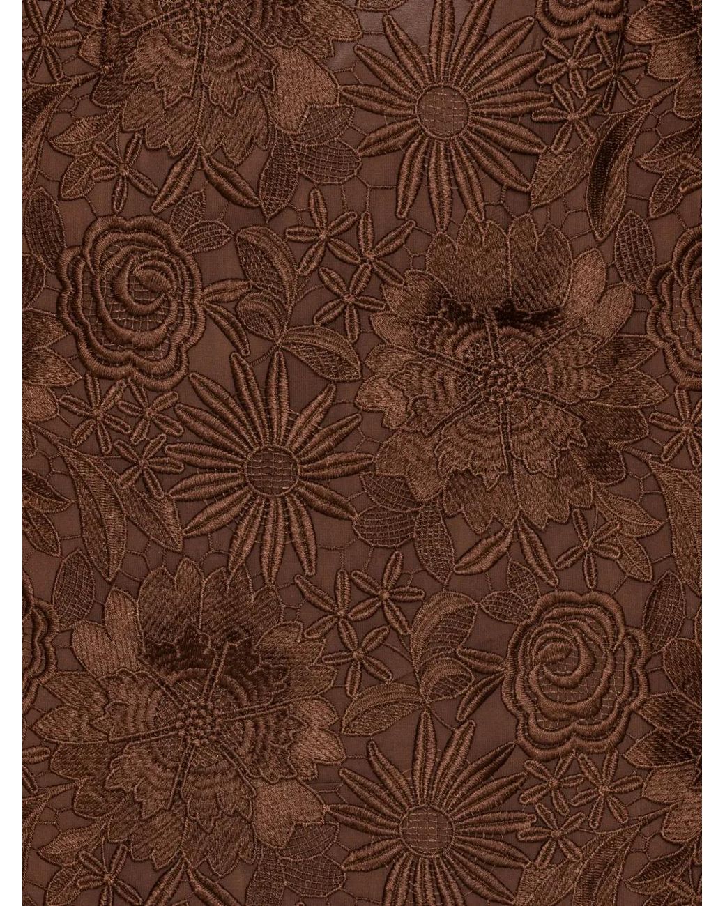 ROTATE BIRGER CHRISTENSEN Brown 3D Lace Midi Dress