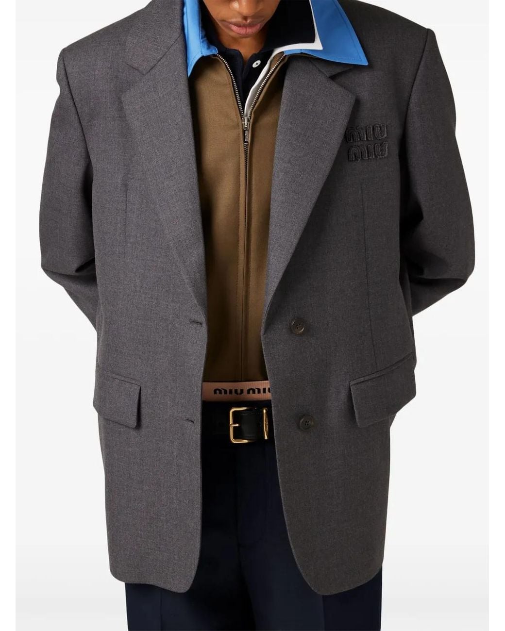 Miu Miu Black Single-Breasted Gabardine Blazer